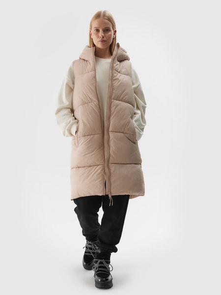Women's synthetic down vest - beige | 4F: Sportswear and shoes