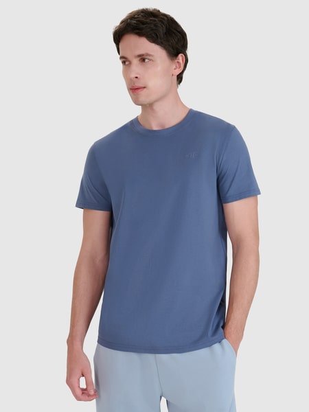 T-shirt regular gładki męski - biały | 4F - sportowa odzież