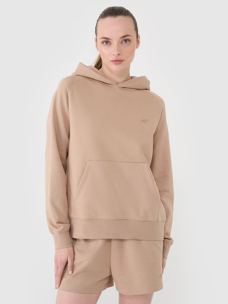 Men's oversized sweatshirt without a hood, unzipped - beige
