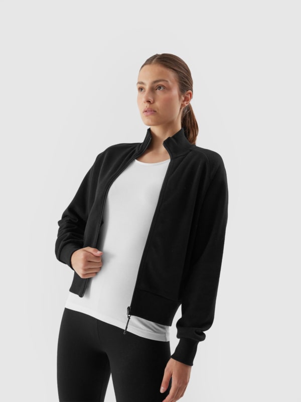 Women s zip up sweatshirt without hood black 4F Sportswear and shoes