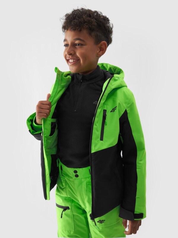 Boy s ski jacket 10000 membrane green 4F Sportswear and shoes