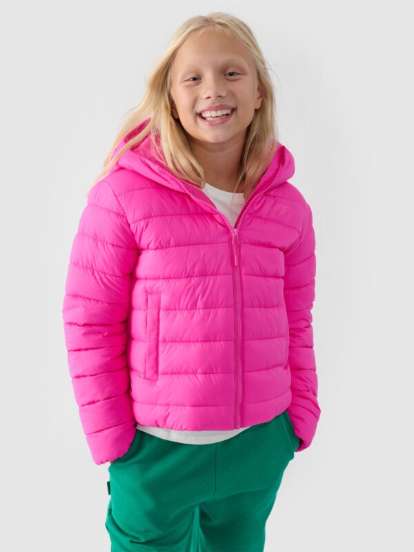 Girl s synthetic fill down jacket fuchsia 4F Sportswear and shoes