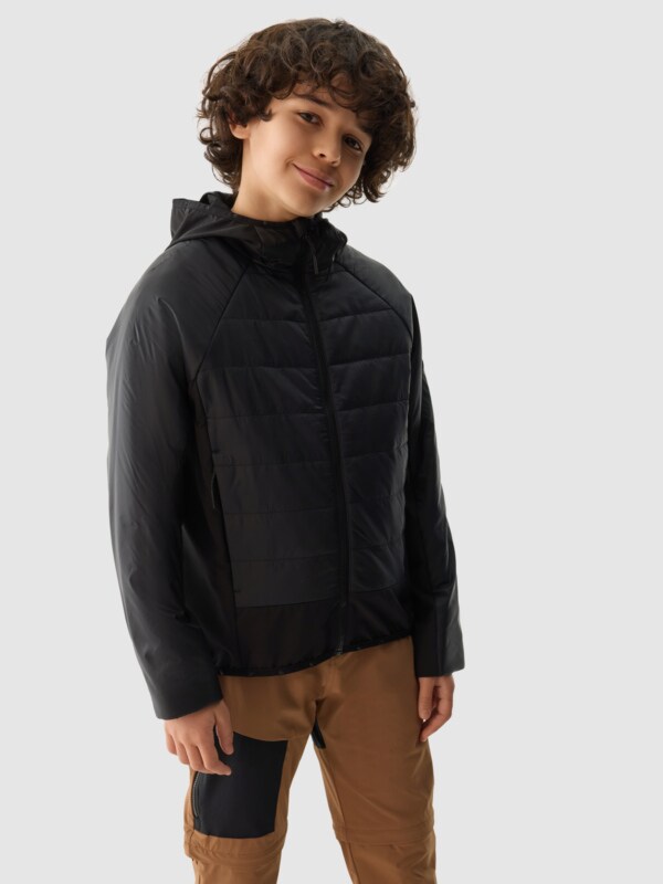 Boy s synthetic fill down trekking jacket black 4F Sportswear and shoes