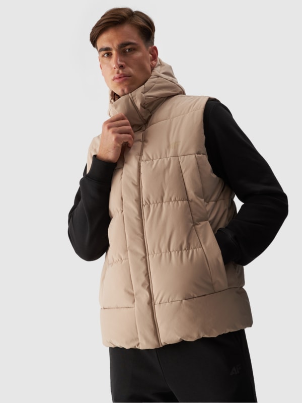 Down vest with hood best sale