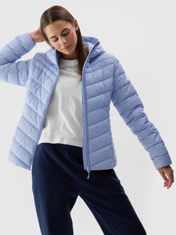 Women s down jacket with recycled filling blue 4F Sportswear and shoes