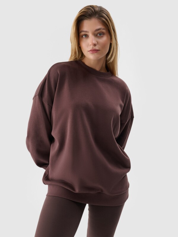 Women s oversize pullover sweatshirt without hood brown