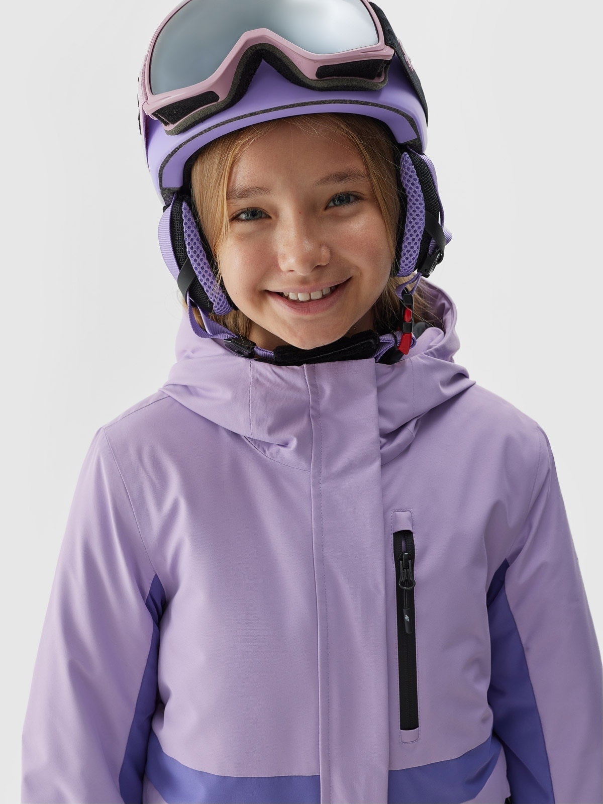 Girl s ski jacket 8000 membrane purple 4F Sportswear and shoes