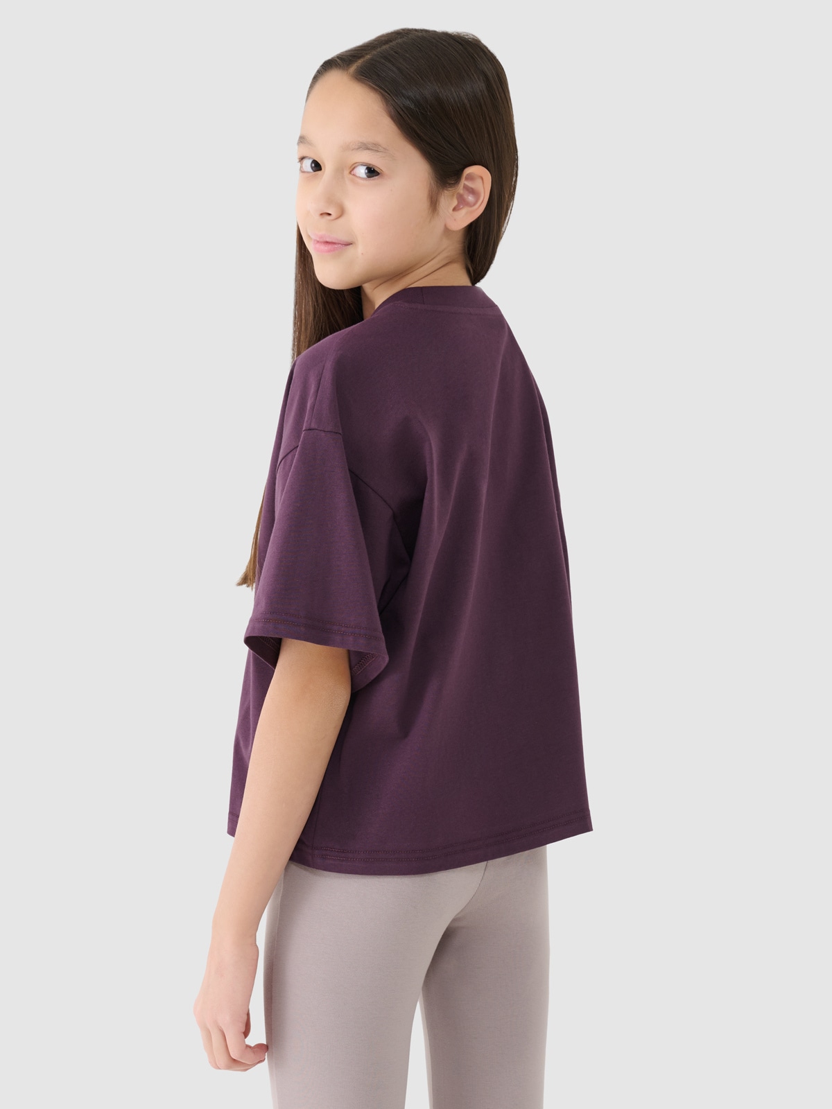 Crop top oversize marškinėliai su spauda mergaitėms