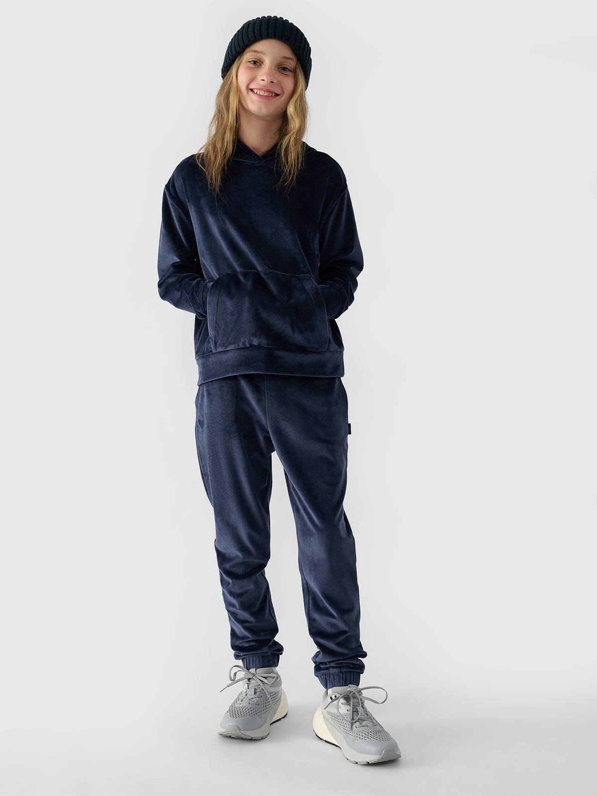 Navy velour sweatshirt sale