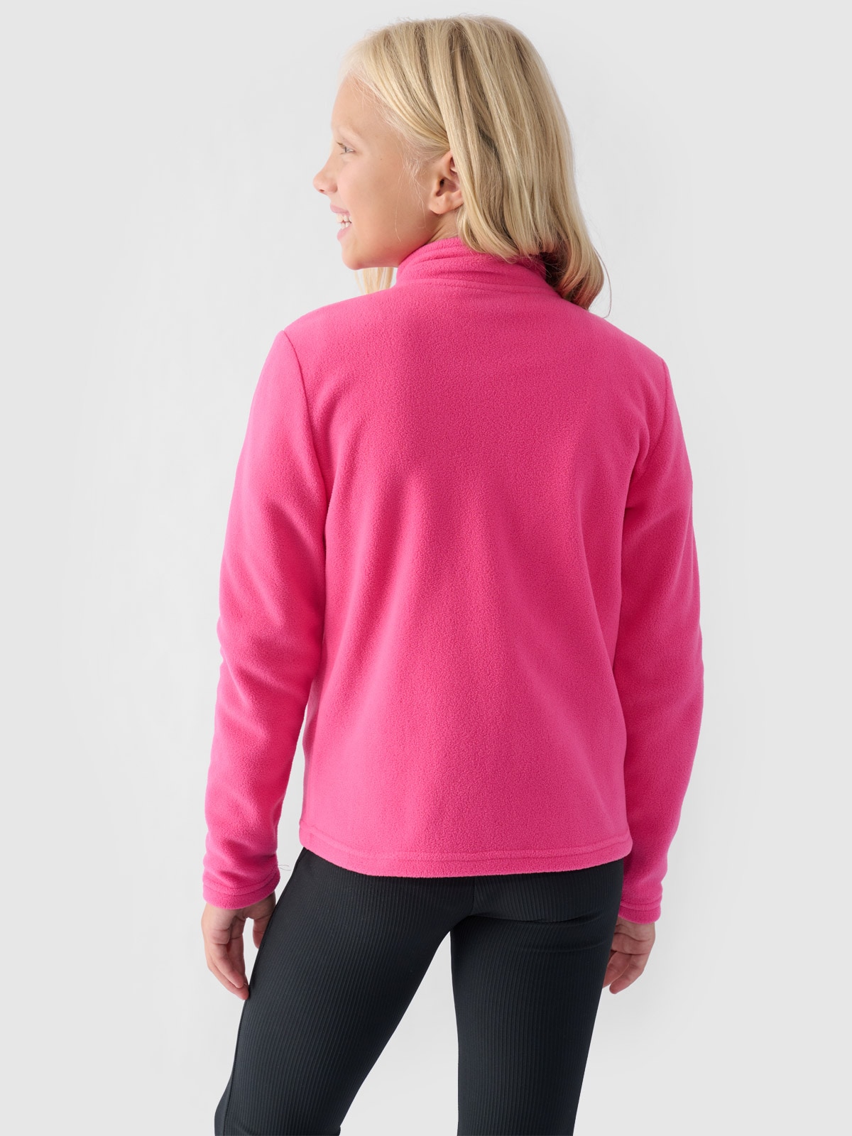 Polar slim ze stójką dziewczęcy - rózowy | 4F - sportowa