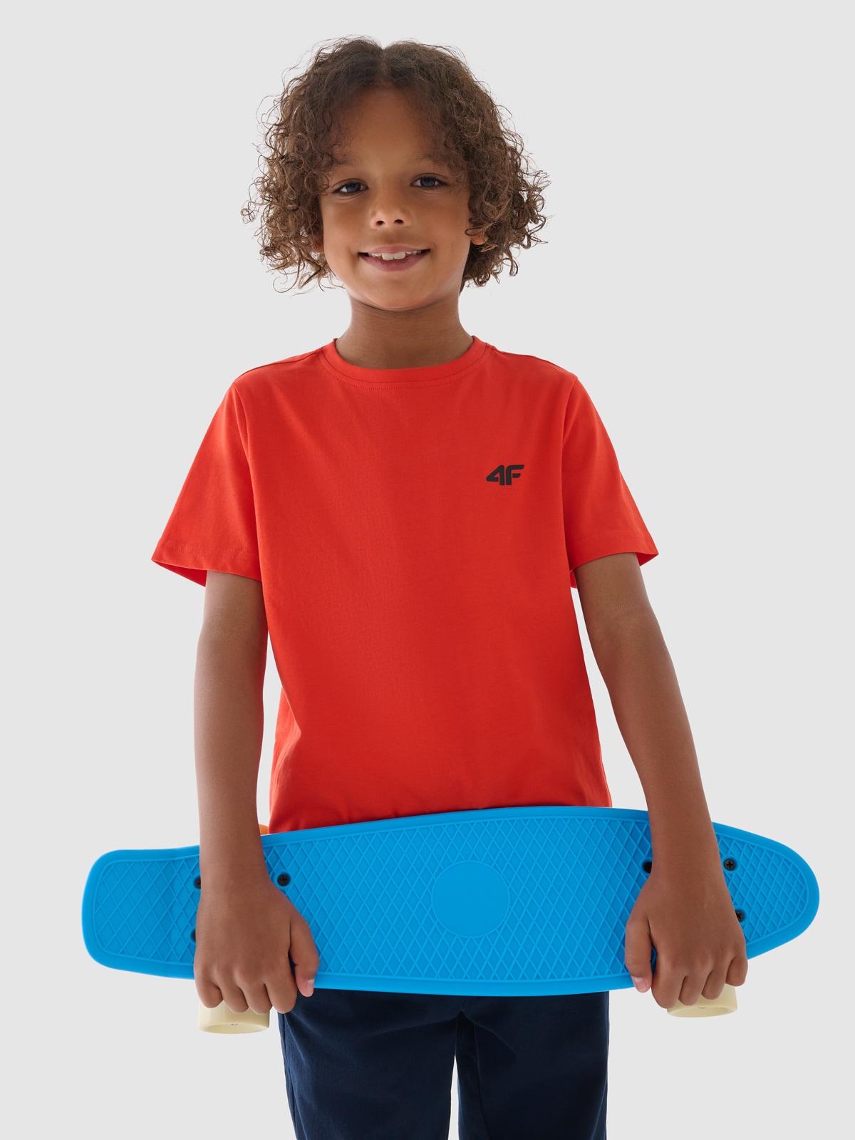 Boy's plain T-shirt - orange | 4F: Sportswear and shoes