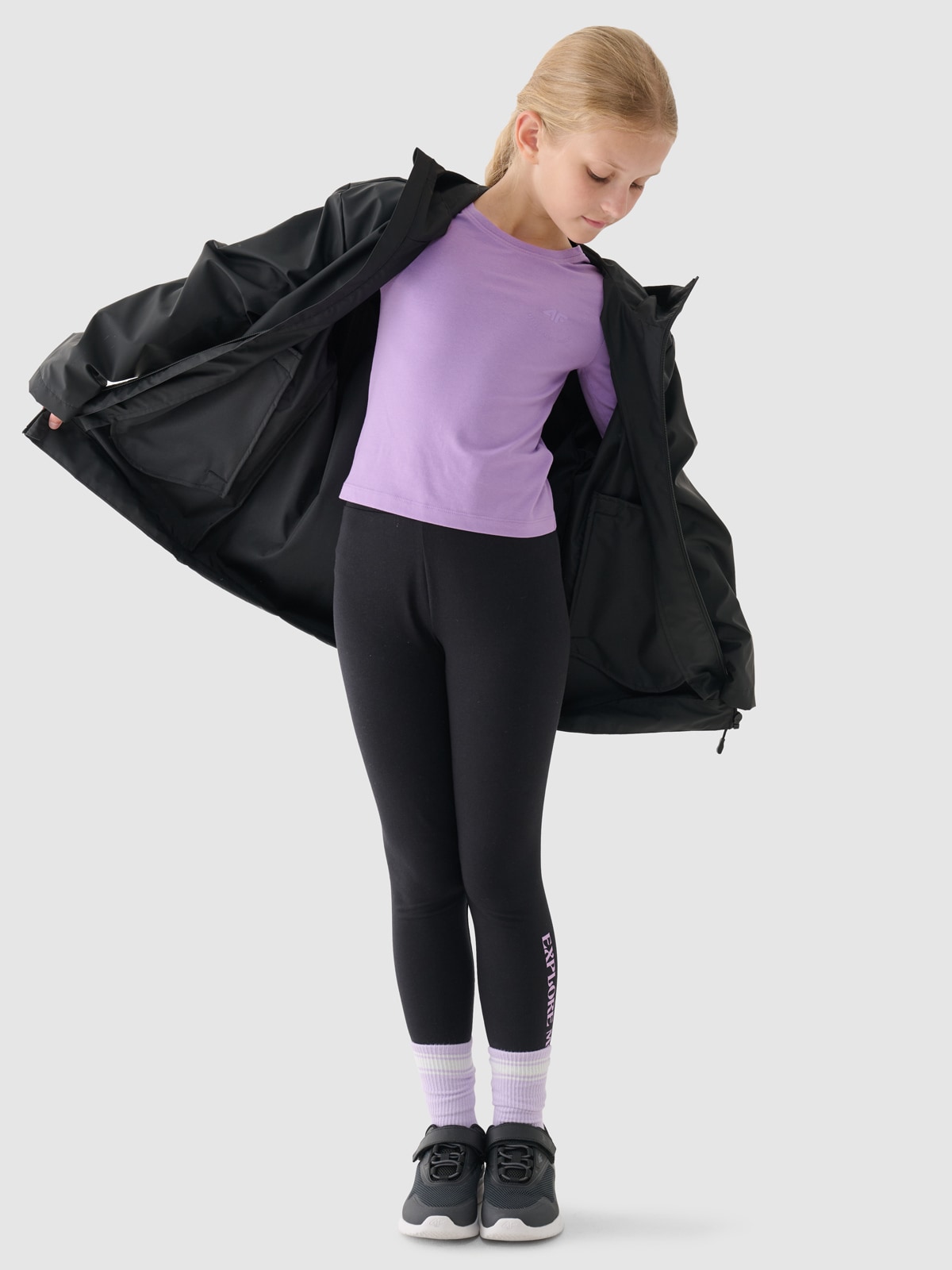 Children's transitional rain jacket with rubber coating