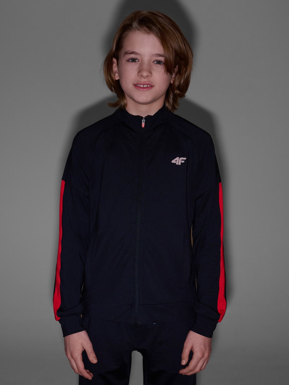 hisa✕4 Bluza sportowa rozpinana bez kaptura chłopięca - czarna | 4F