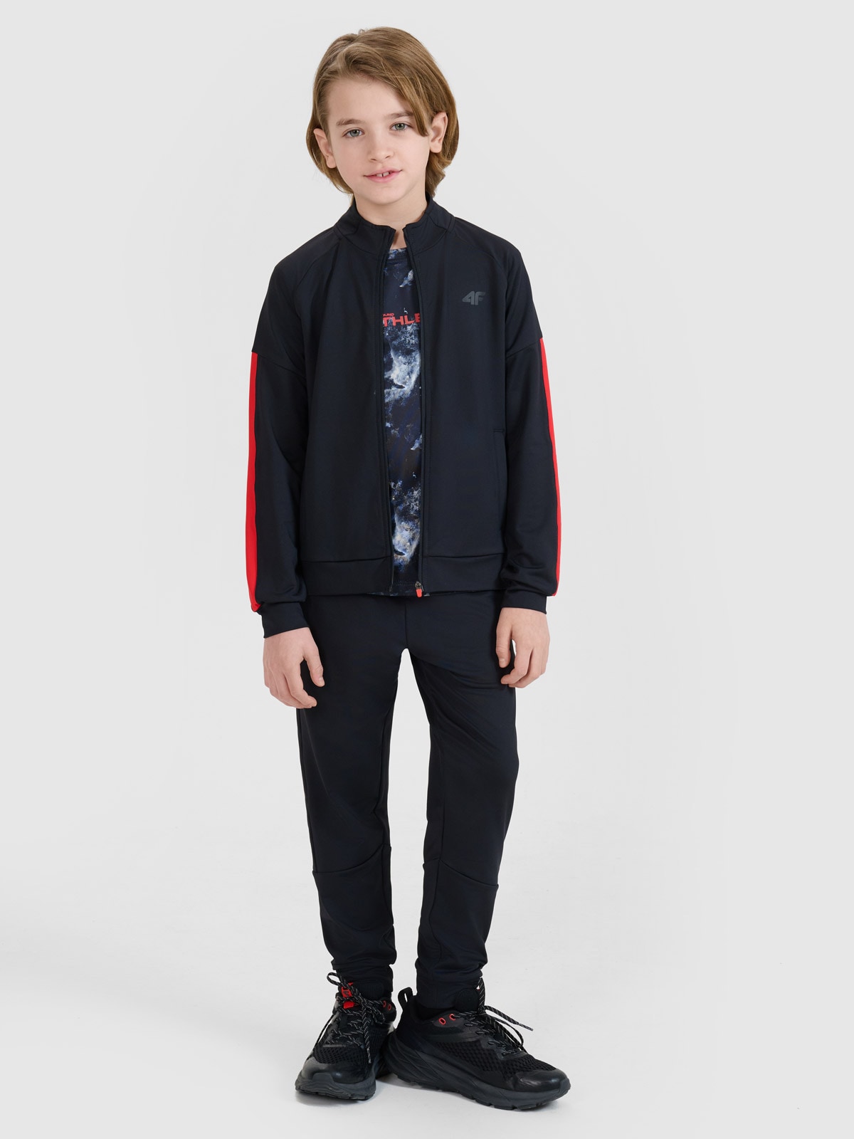 hisa✕4 Bluza sportowa rozpinana bez kaptura chłopięca - czarna | 4F