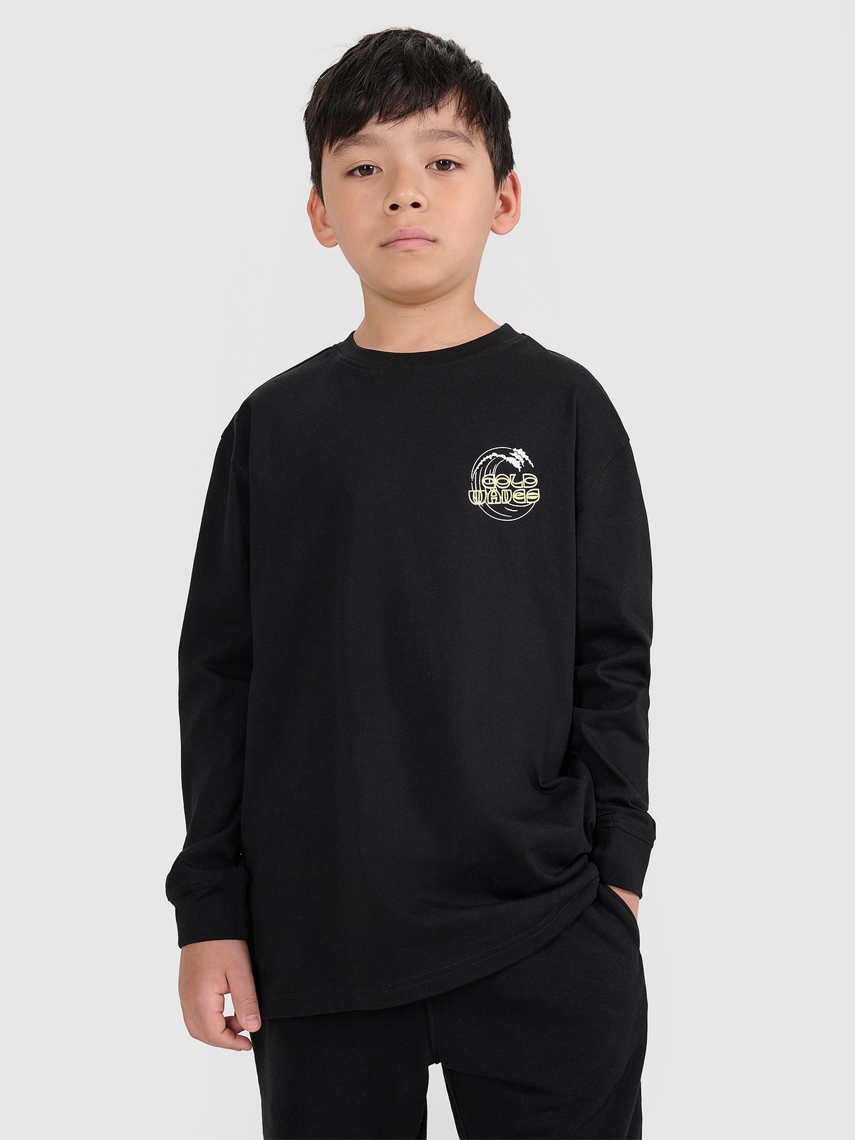 Boy's oversize longsleeve with print - white | 4F