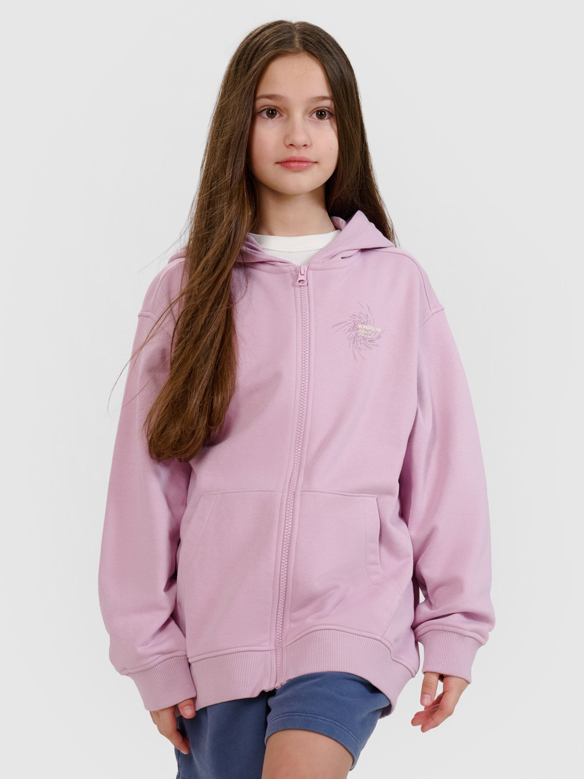 Girl's zip-up sweatshirt with hood - purple | 4F: Sportswear