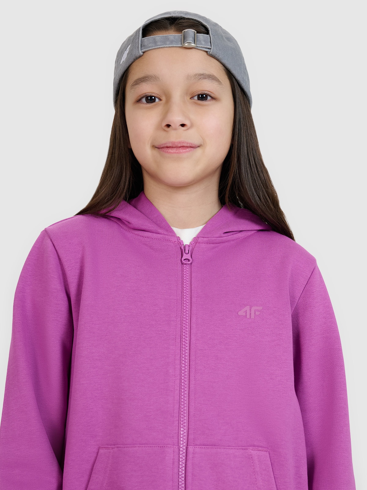 Girl's zip-up sweatshirt with hood - purple | 4F: Sportswear