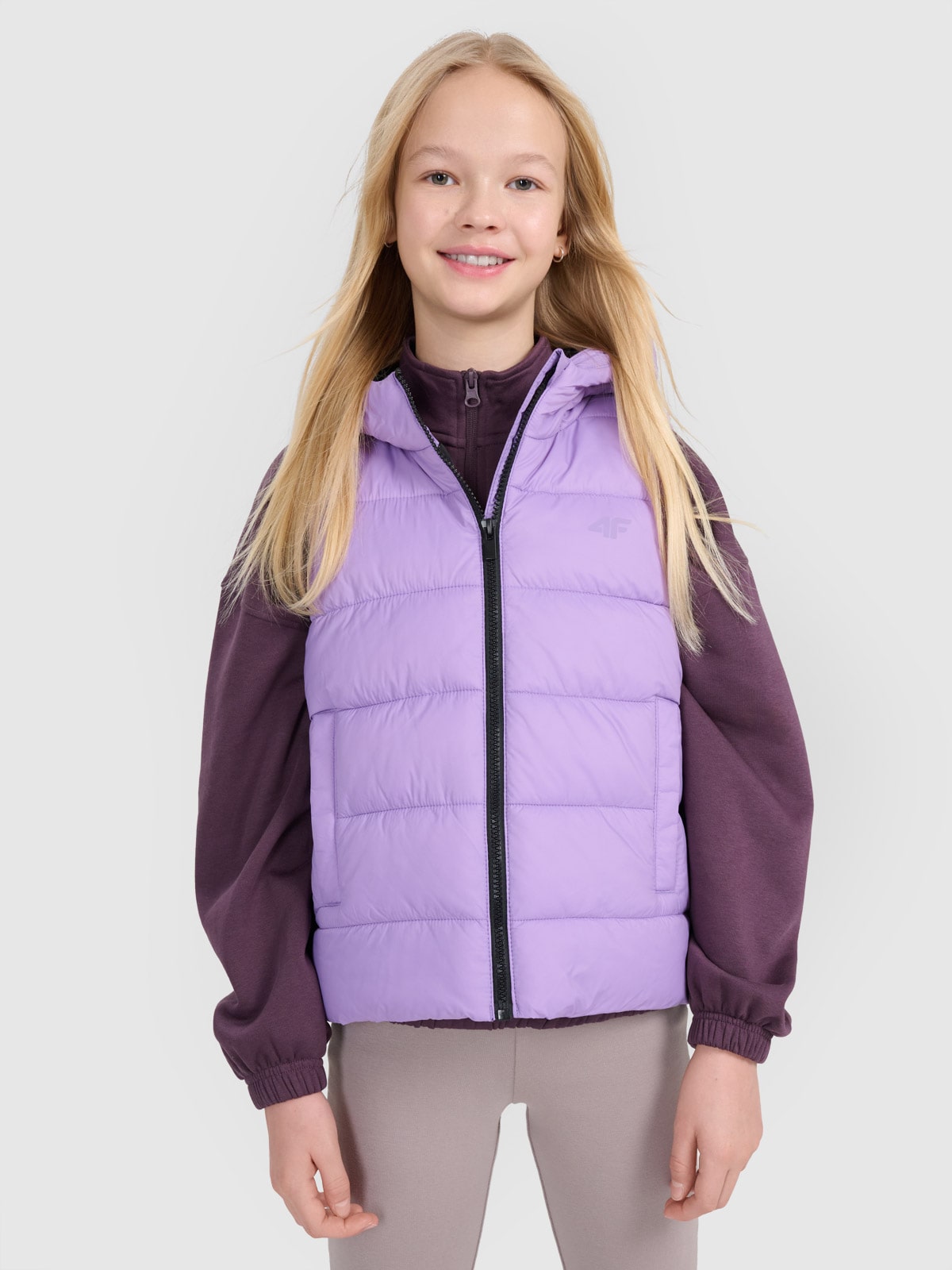 Girl's synthetic-fill down vest - purple | 4F: Sportswear