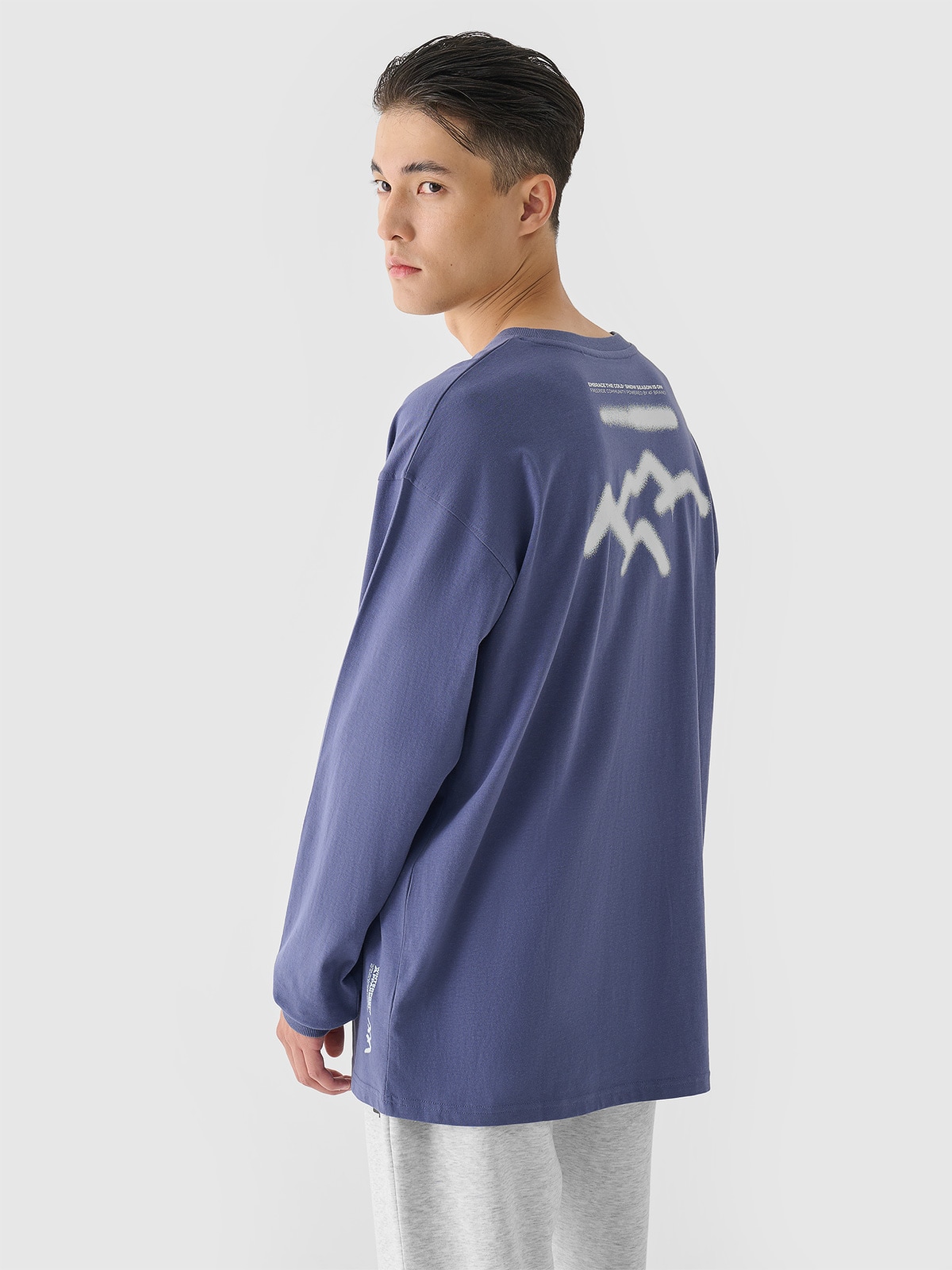 Men's oversized printed longsleeve - blue