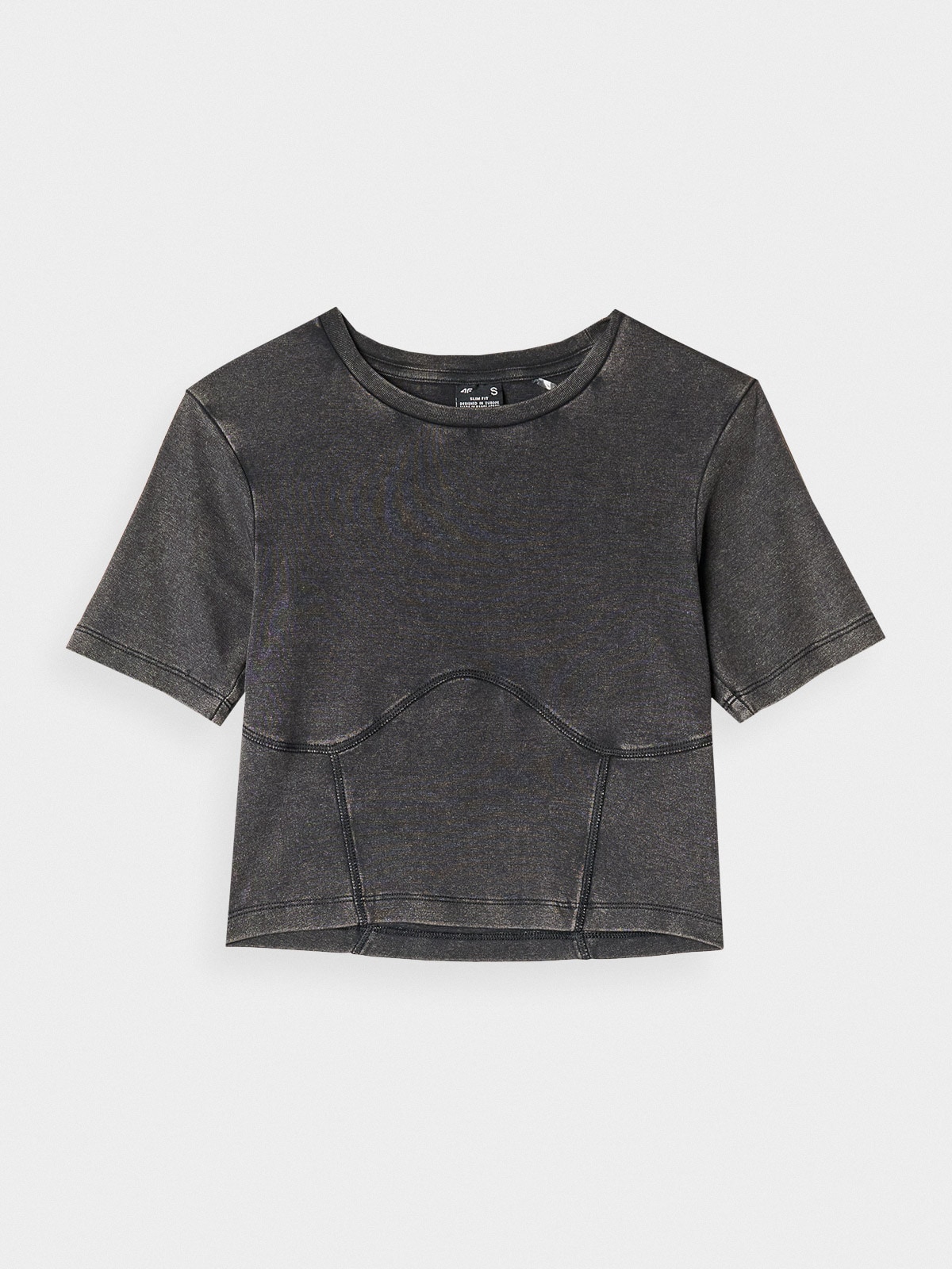 Women's crop top slim plain - black | 4F: Sportswear and shoes