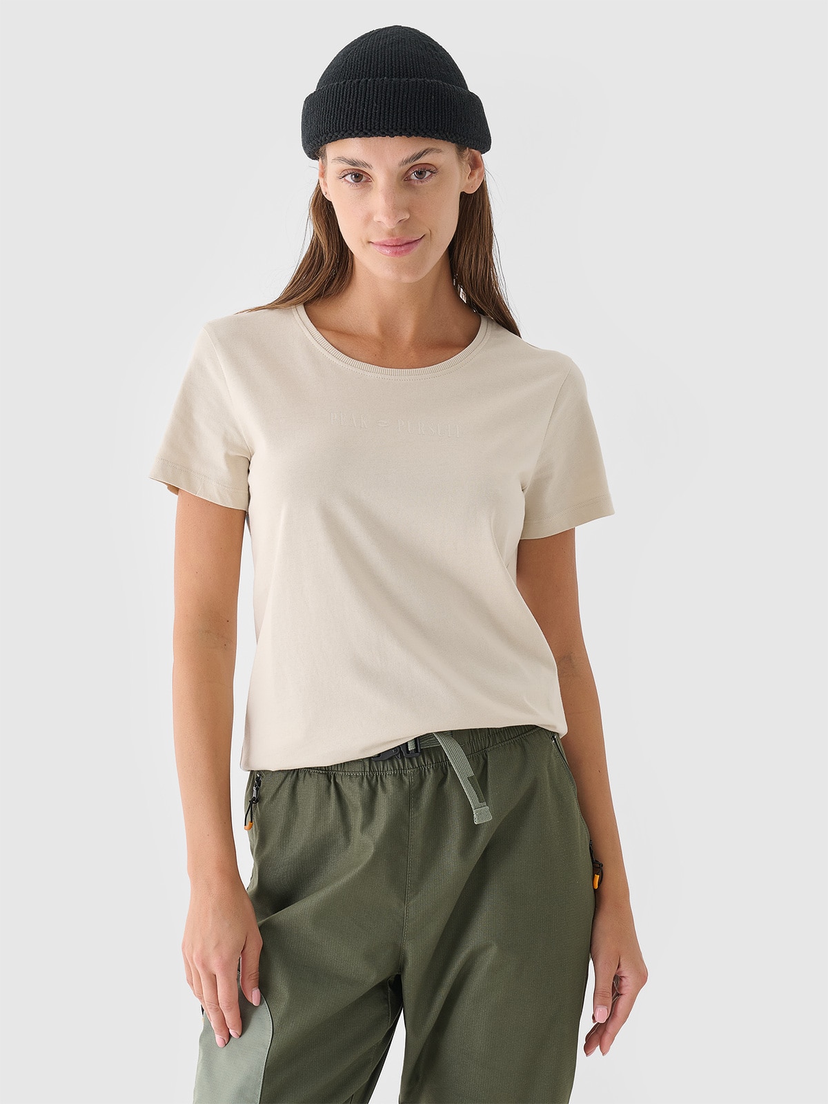 ◆GLOWNY◆ 34 G COMFORT TEE GRAY GY24CLBLS002GR T-shirt regular gładki męski - biały | 4F - sportowa odzież