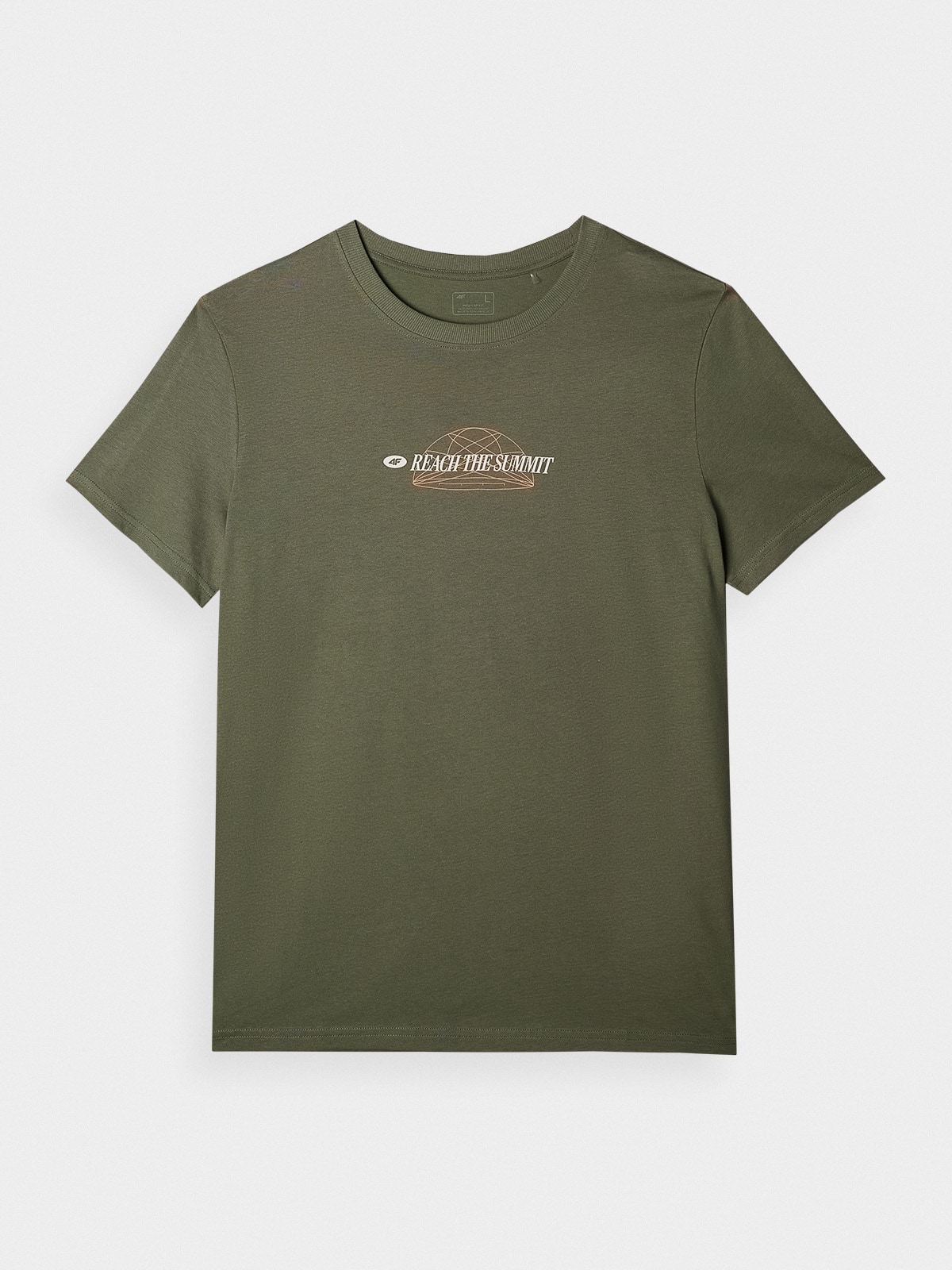 T-shirt regular z nadrukiem męski - khaki | 4F - sportowa