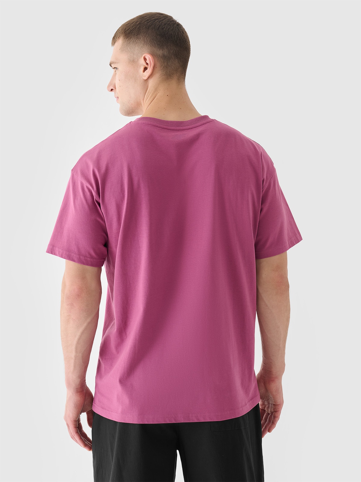T-shirt oversize z nadrukiem męski - czerwony | 4F