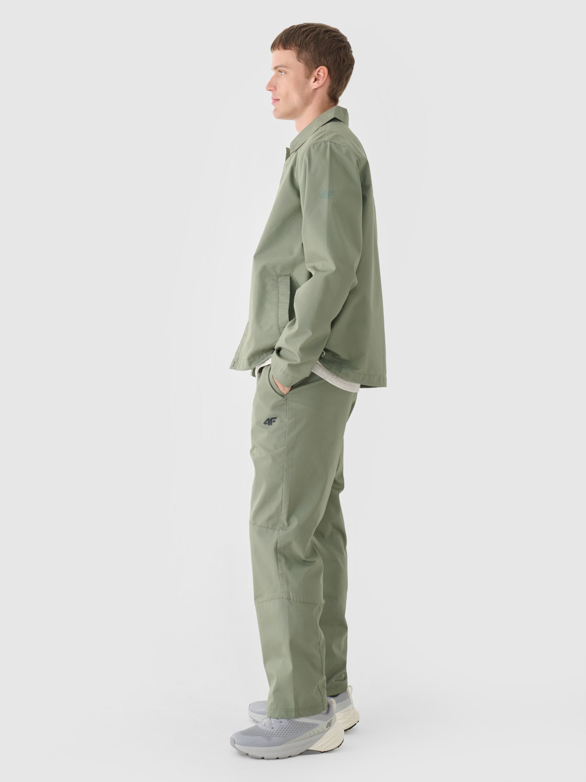 Spodnie casual męskie - oliwkowe/khaki | 4F - sportowa