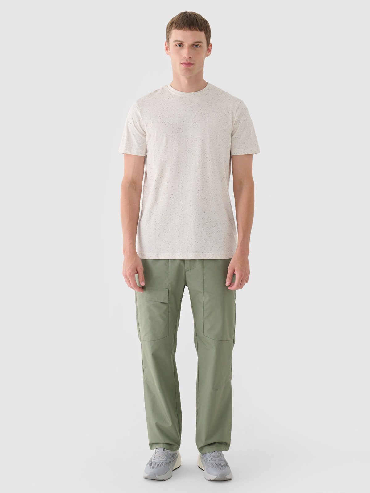 Spodnie casual męskie - oliwkowe/khaki | 4F - sportowa