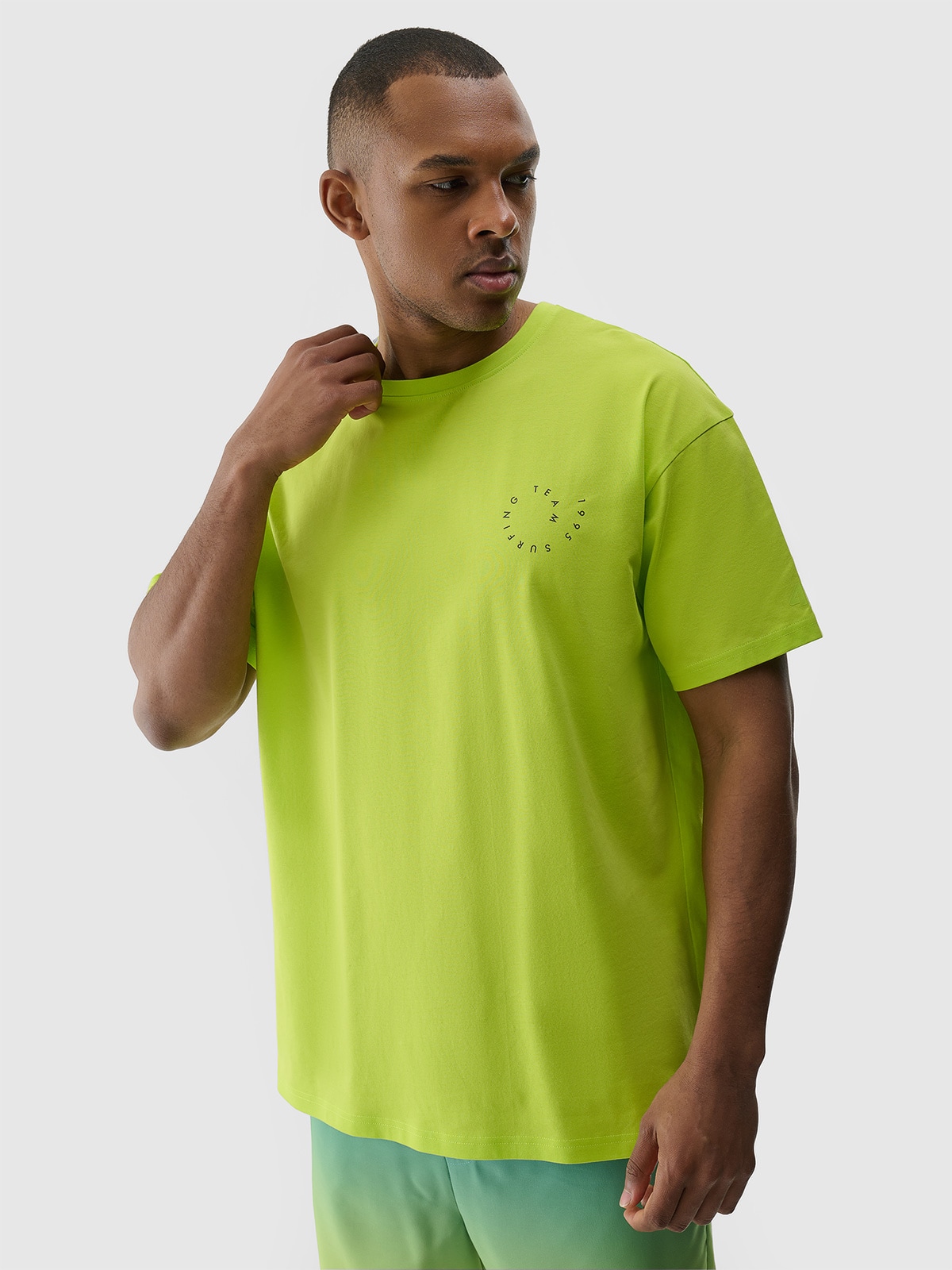 Men's oversize T-shirt with print - green | 4F: Sportswear