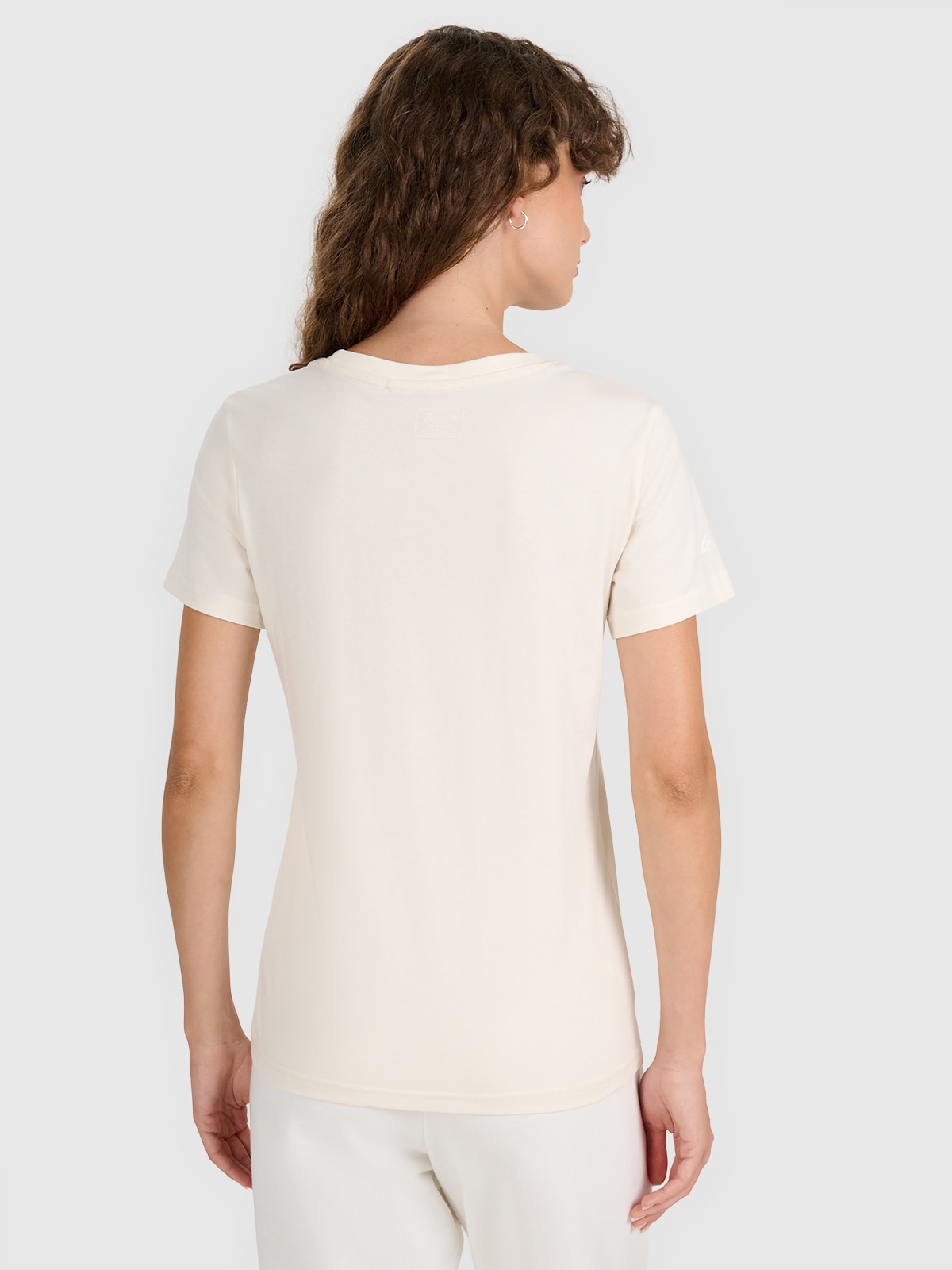 T-shirt regular z nadrukiem damski - biały | 4F - sportowa