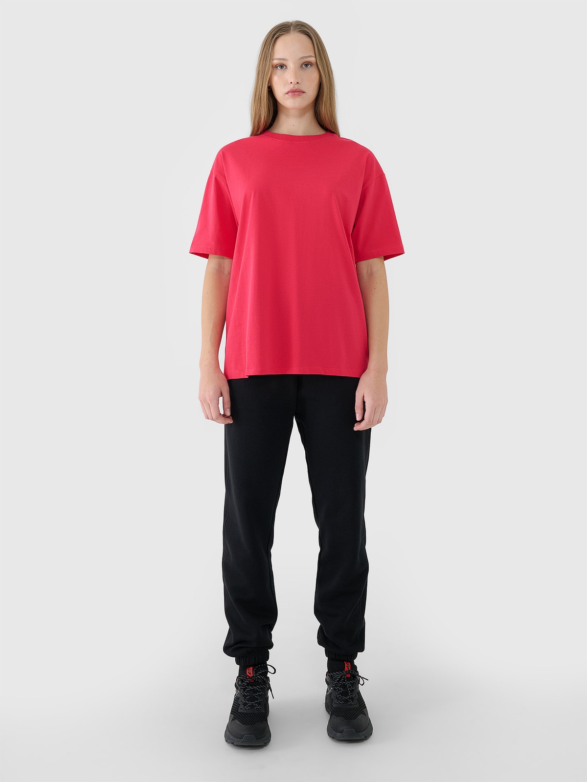 Women's oversize plain t-shirt - pink | 4F: Sportswear and shoes