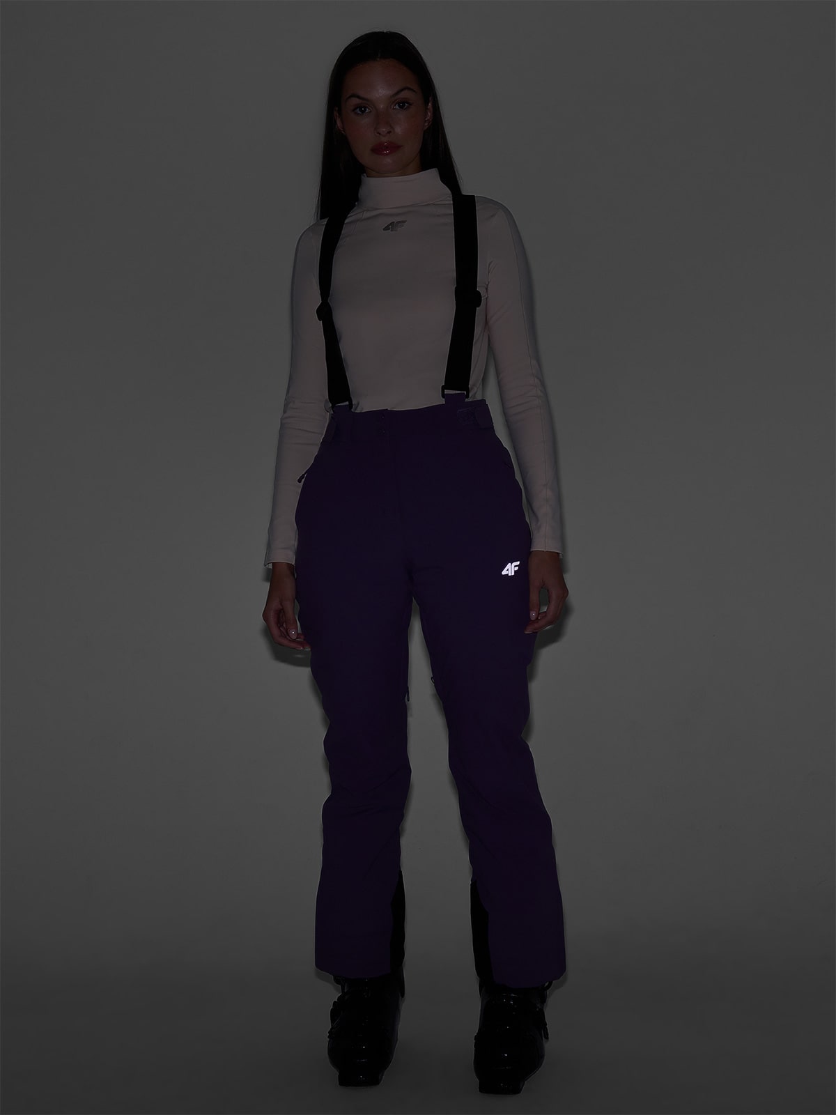 Ski pants with suspenders membrane 10000 women's - purple