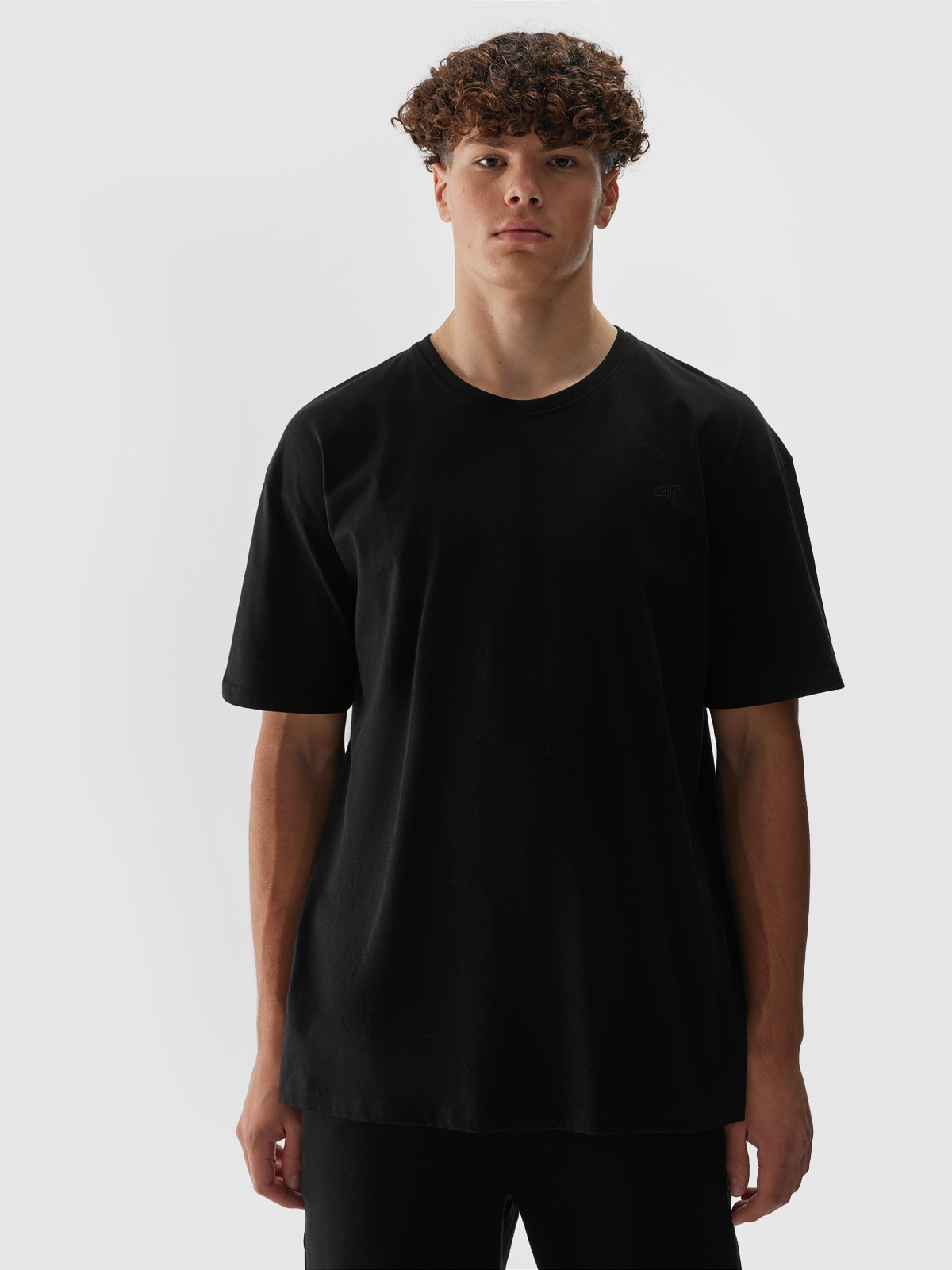 T-shirt oversize gładki uniseks - czarny | 4F - sportowa