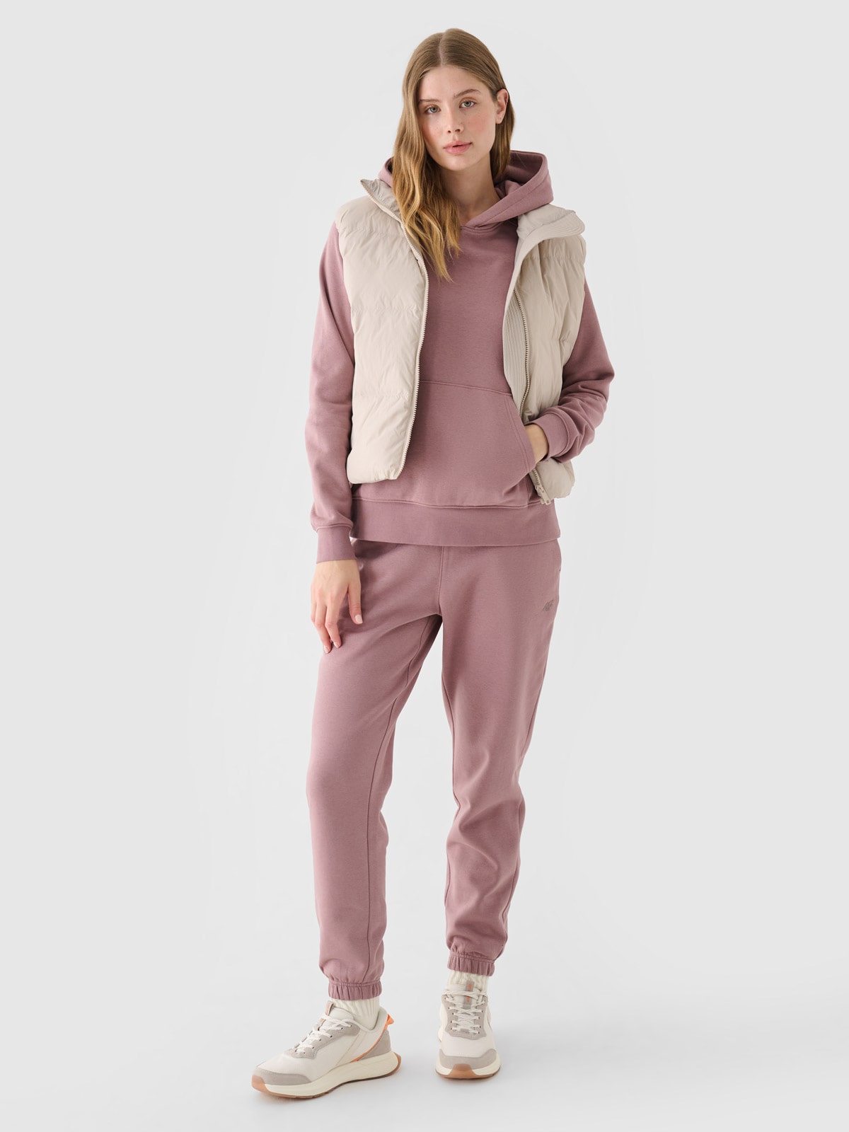 huwasa様 Bluza dresowa nierozpinana z kapturem damska - różowa | 4F