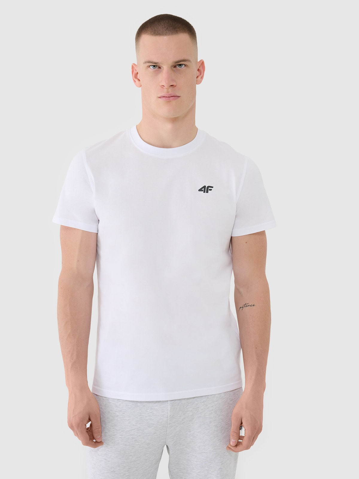 ★87MM★ Mmlg MMMN NUMU GALL GEYO HFT EVERY WHITE T-shirt regular gładki męski - biały | 4F - sportowa odzież