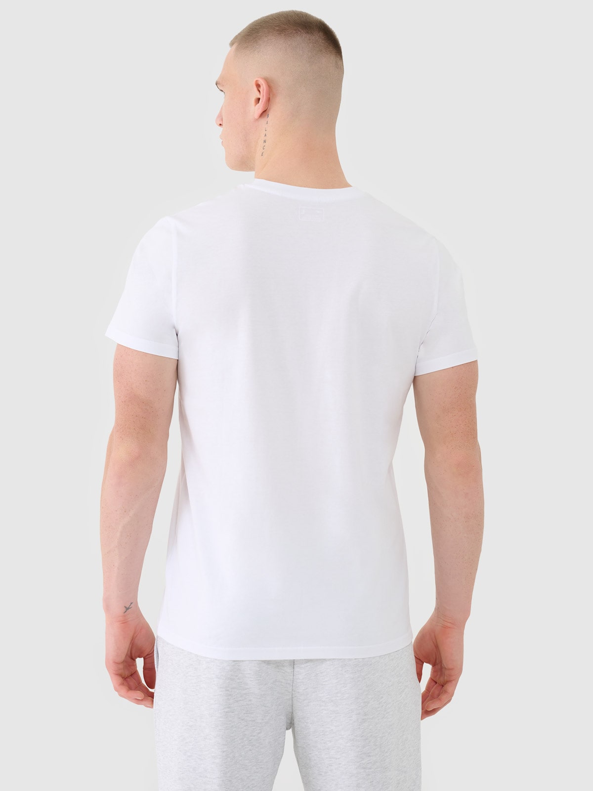 T-shirt regular gładki męski - biały | 4F - sportowa odzież