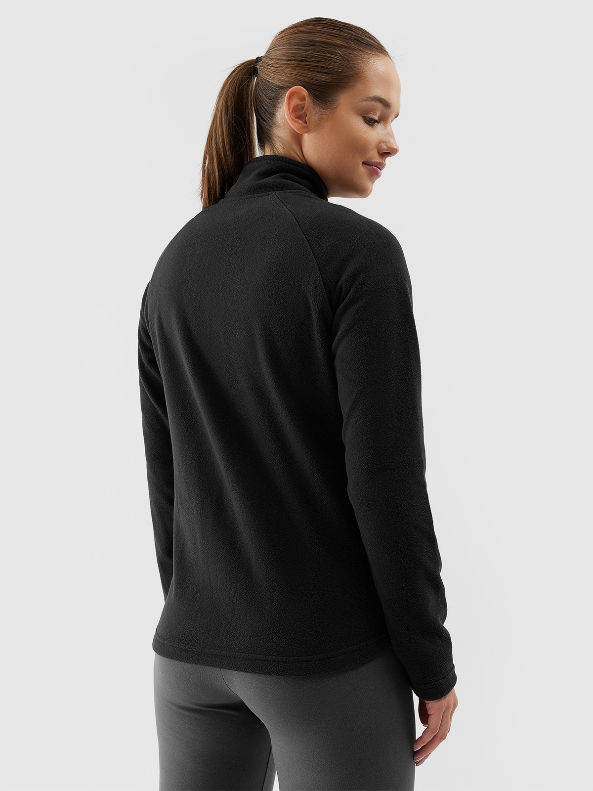 Women's regular fleece with stand-up collar - black | 4F
