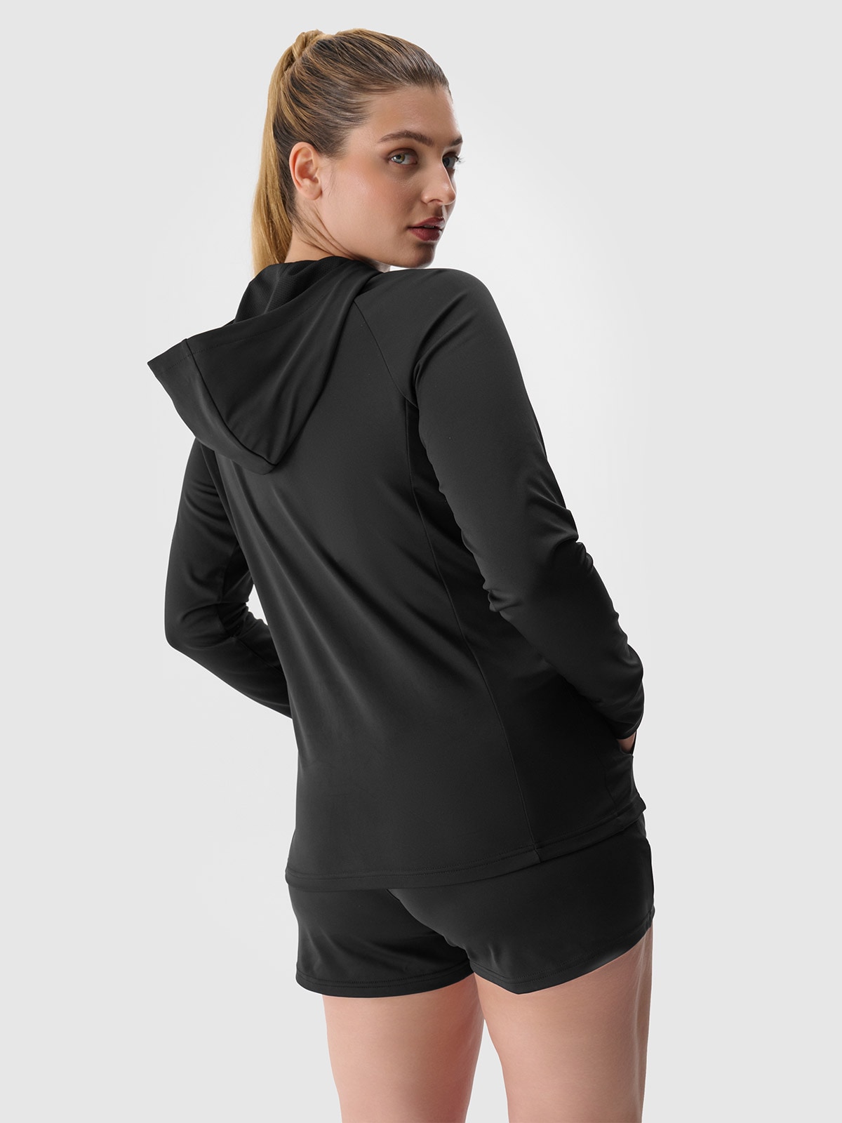 Women's quick-drying zip-up training hoodie - black | 4F