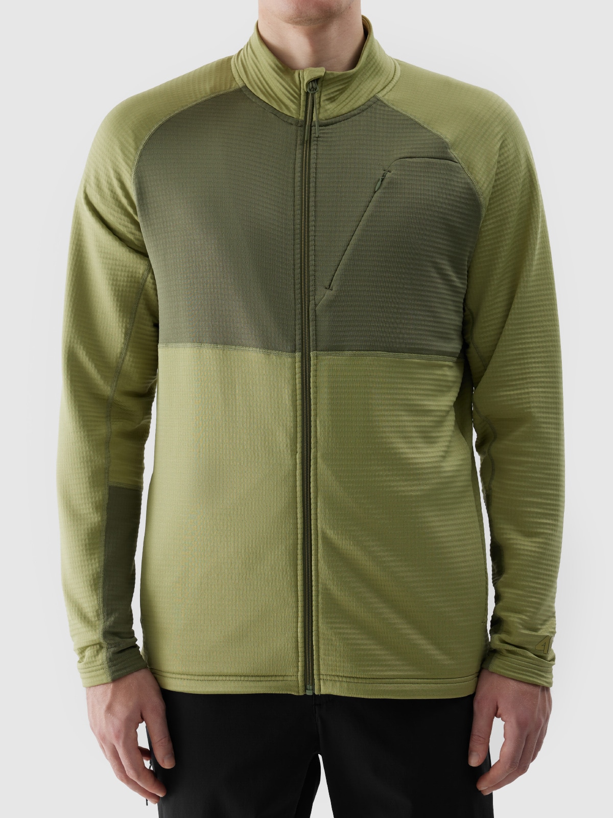 Men's zip-up hoodless trail running sweatshirt - olive | 4F
