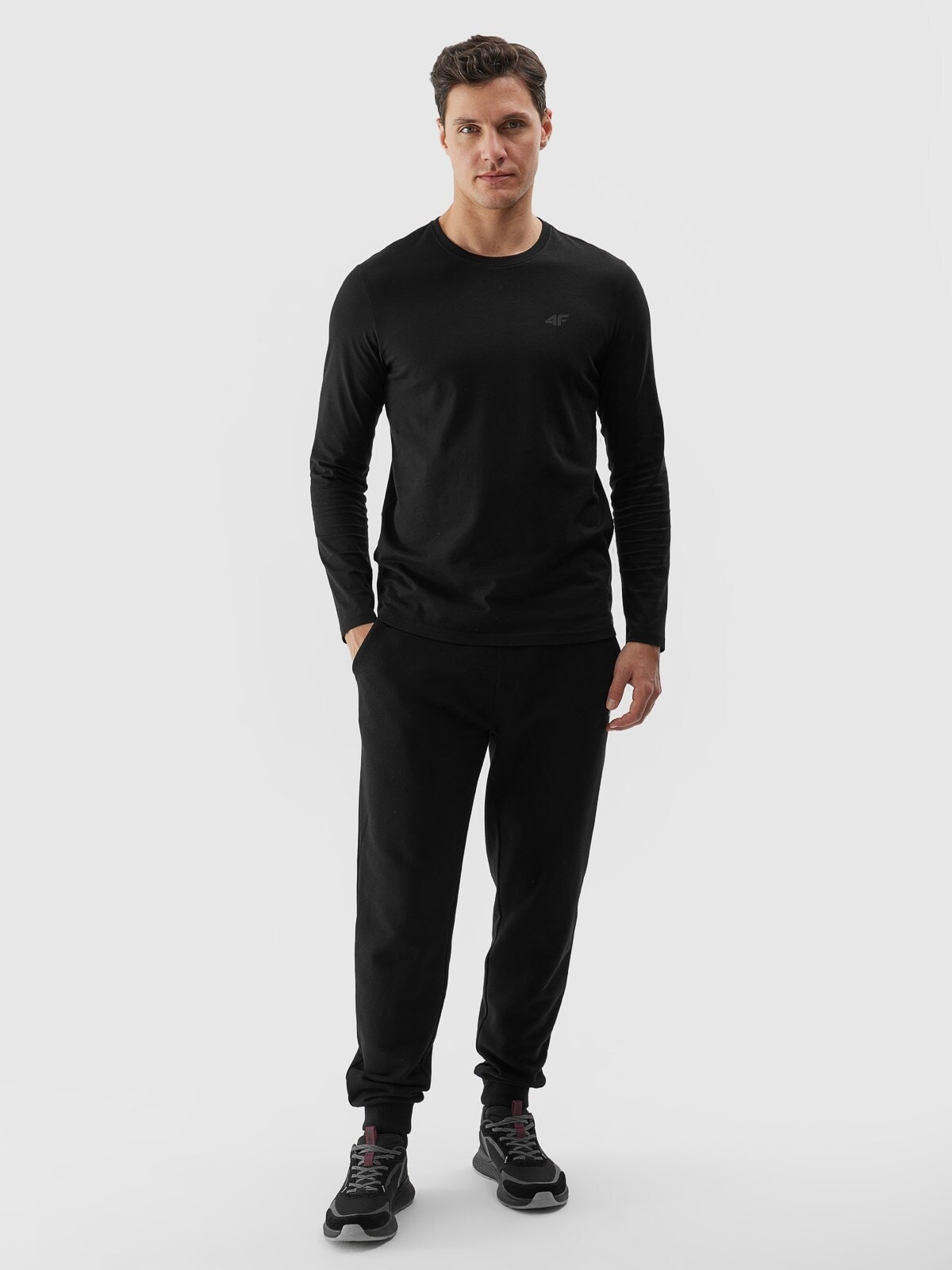 Men's plain longsleeve - black | 4F: Sportswear and shoes