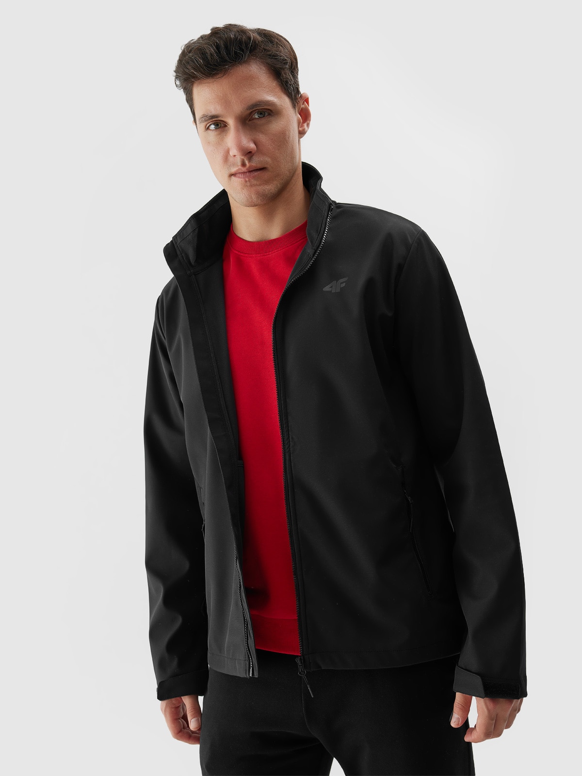Men's windproof softshell jacket 5000 membrane - black | 4F