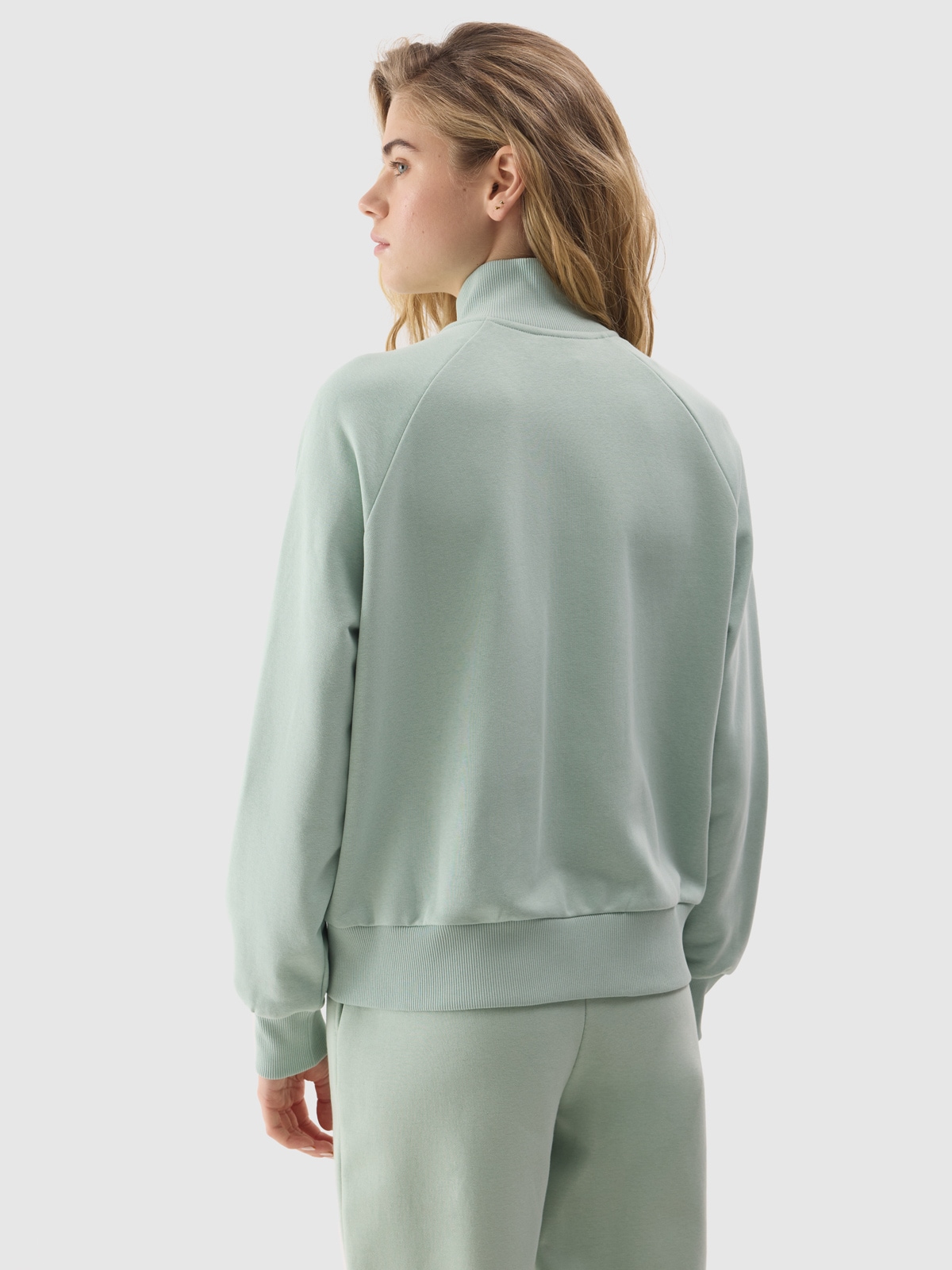 トップス USED PHIPH CREW SWEAT 3.1 Phillip Lim] Neoprene Zip Detail Sweatshirt Sky Blue Sz