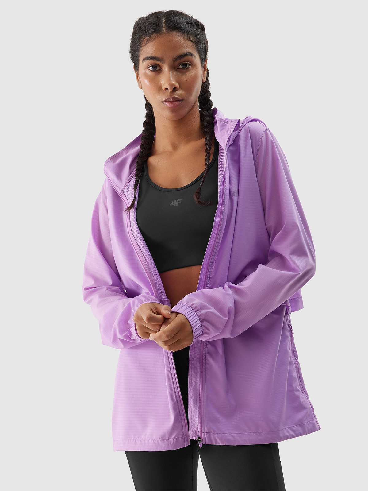 Women's quick-drying running jacket - purple | 4F