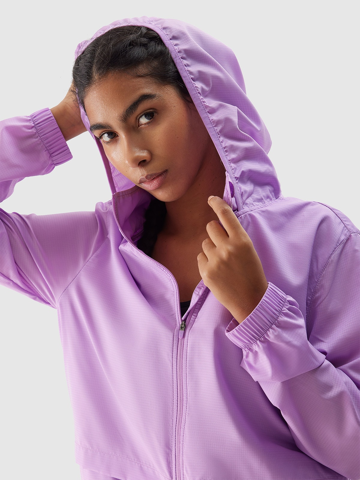 Women's quick-drying running jacket - purple | 4F