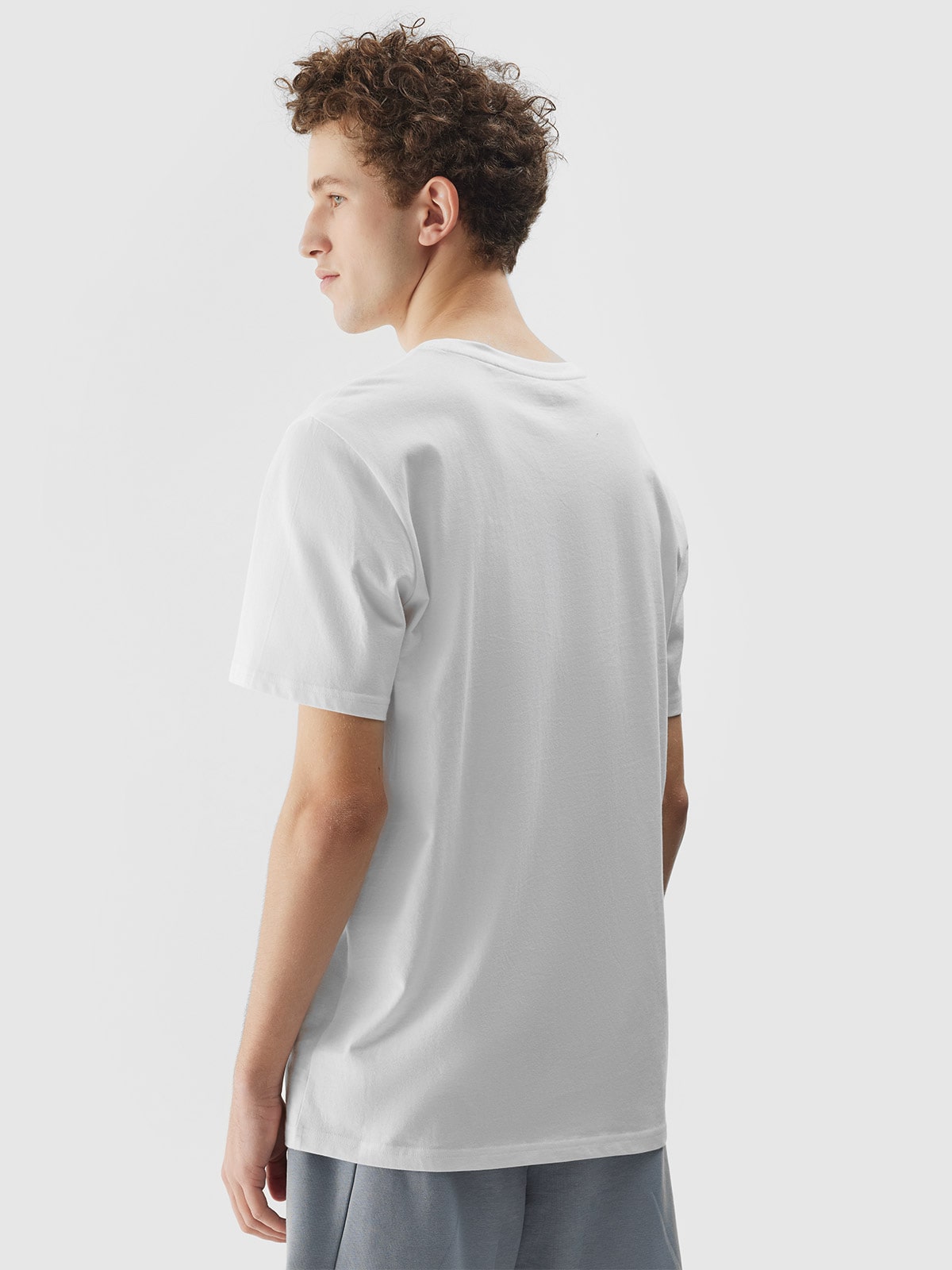 T-shirt regular gładki męski - biały | 4F - sportowa odzież
