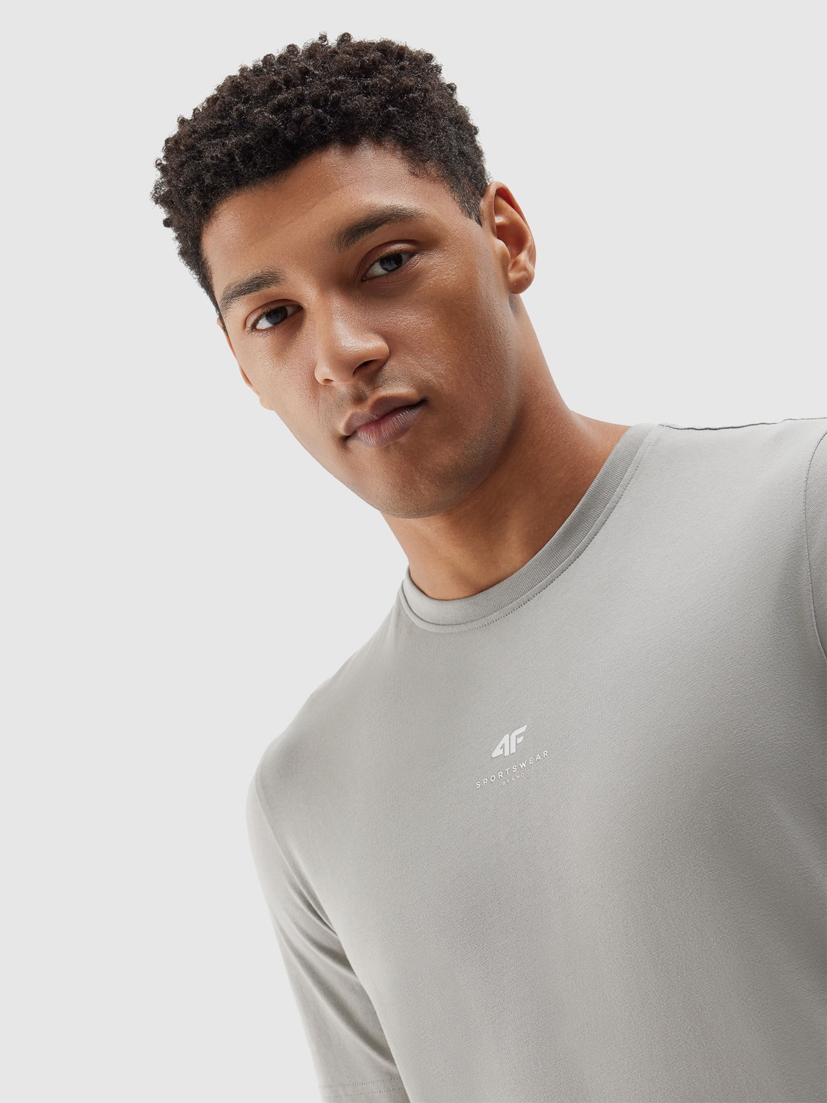 T-shirt regular gładki męski - szary | 4F - sportowa odzież