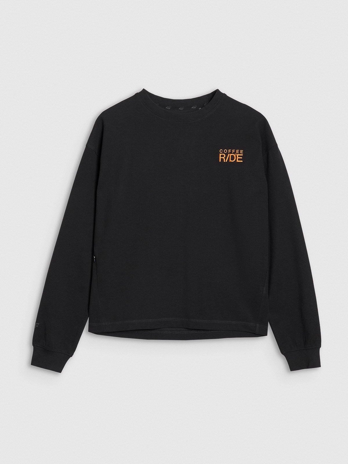 Women's oversized longsleeve with print - black | 4F