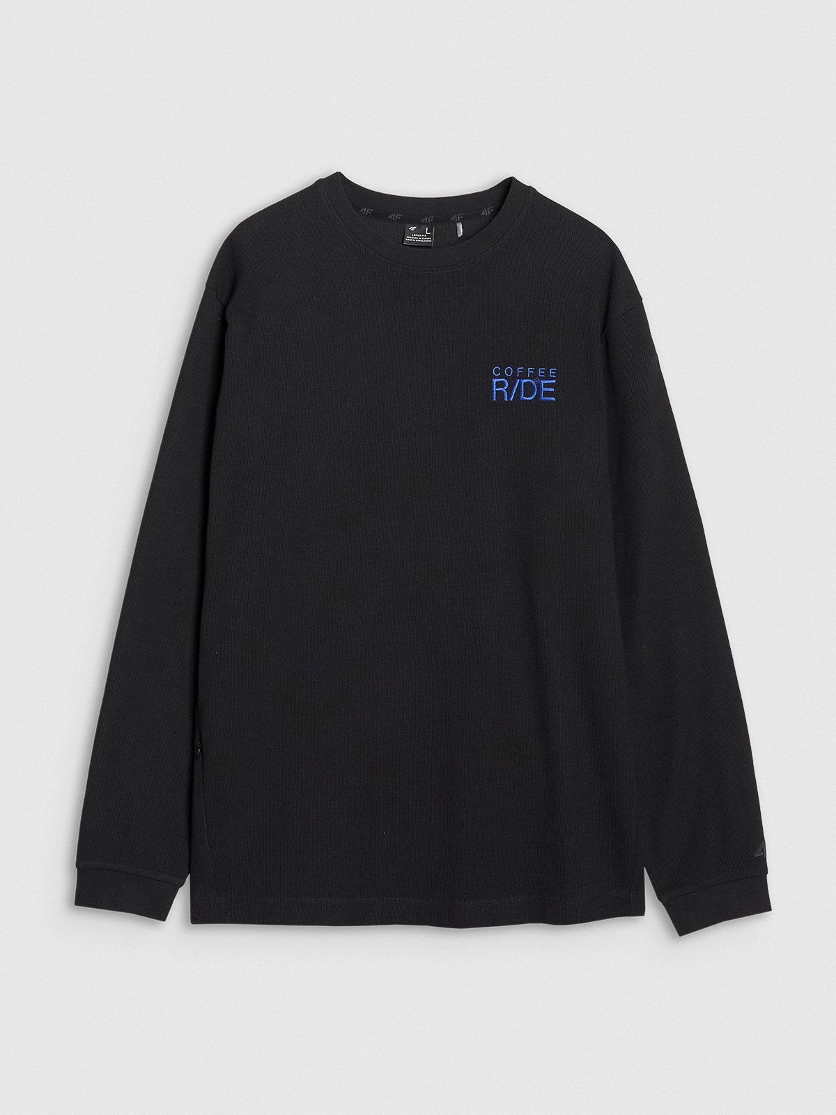 Longsleeve oversize z nadrukiem męski - czarny | 4F
