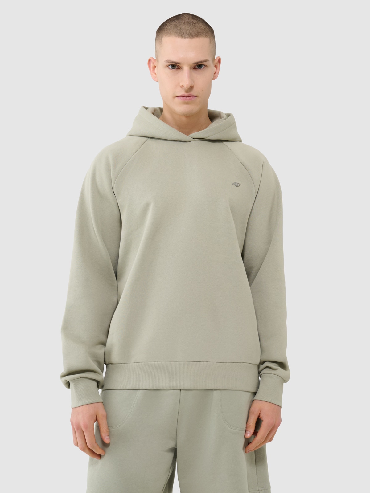 hana① Bluza dresowa nierozpinana z kapturem uniseks - oliwkowa